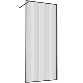 Душевая перегородка Vincea Walk-In 100 VSW-1HP100FLGM профиль Вороненая сталь стекло рифленое — фото 1, Душевые перегородки