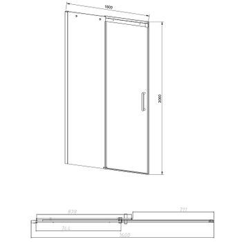 Душевая дверь Vincea Dice 160 VDS-4D160CLGM профиль Вороненая сталь стекло прозрачное — фото 4, Раздвижные душевые двери