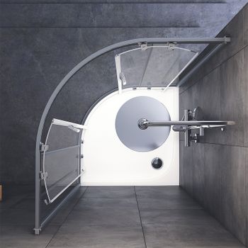 Душевой уголок AM.PM Gem W90G-401-100WT Профиль матовый хром, стекло прозрачное — фото 4, Душевые уголки четверть круга