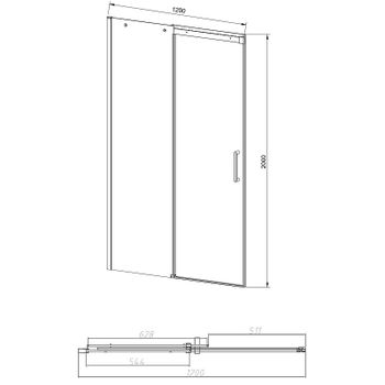 Душевая дверь Vincea Dice 120 VDS-4D120CLGM профиль Вороненая сталь стекло прозрачное — фото 4, Раздвижные душевые двери