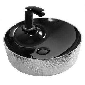 Раковина-чаша CeramaLux 45 D1306H020 Черный Серебряный — фото 1, Раковины накладные