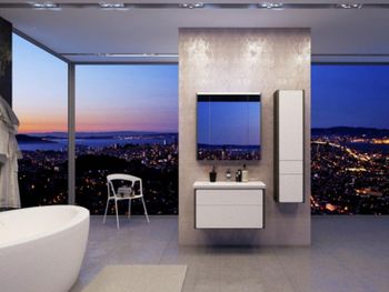 Тумба под раковину Roca Ronda 80 ZRU9302965 подвесная Белый глянец Антрацит — фото 6, Тумбы под раковину