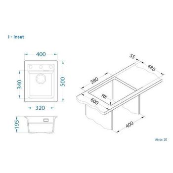 Кухонная мойка Alveus Granital Atrox 10 Beige G55 400x500 1139769 Бежевая — фото 5, Кухонные мойки