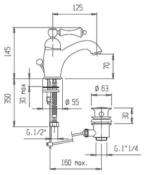 Смеситель для раковины Cezares Margot MARGOT-LSM1-02-M Бронза — фото 2, Смесители для раковины