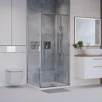 Душевой уголок Niagara Nova 90х80 NG-64-9A-A80-34 профиль Хром стекло прозрачное — фото 1, Прямоугольные душевые уголки