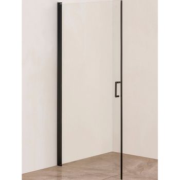 Душевая дверь Orange E05-090tb 90х190 профиль Черный стекло прозрачное — фото 1, Распашные душевые двери