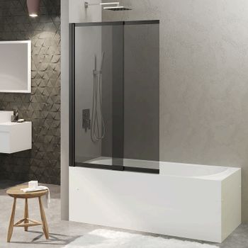 Шторка на ванну Berges River S Slider Black 98х145 065018 профиль Черный матовый стекло тонированное — фото 1, Неподвижные шторки для ванной