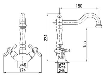 Смеситель для раковины Rav Slezak Morava retro MK521.5/8Z Золото — фото 2, Смесители для раковины