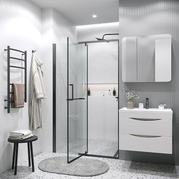 Душевая дверь Grossman Pragma 100 100.K33.03.100.21.00 профиль Черный матовый стекло прозрачное — фото 5, Распашные душевые двери