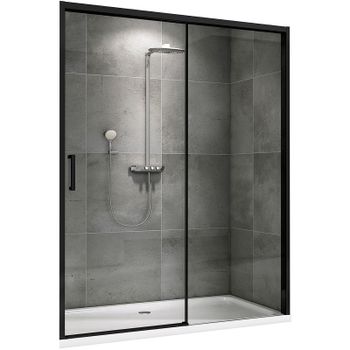 Душевая дверь Abber Komfort 150 AG93150B профиль Черный стекло прозрачное — фото 1, Раздвижные душевые двери