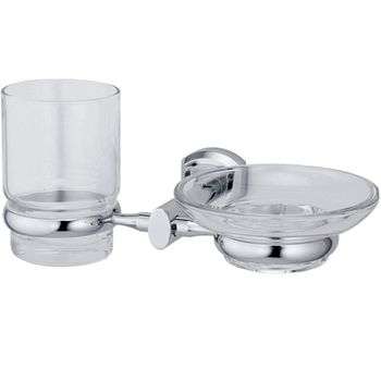 Стакан для зубных щеток с мыльницей WasserKRAFT Oder K-3026 Хром — фото 1, Стаканы для зубных щеток