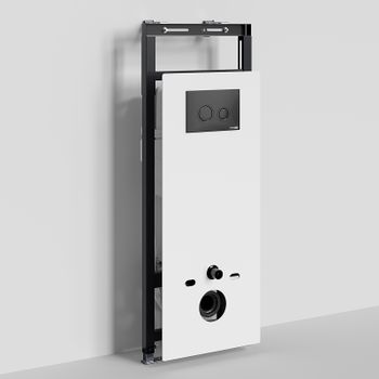 Инсталляция WasserKRAFT Salm 27TLT.010.ME.WH.MB01 для унитаза Белое стекло с Черной матовой клавишей смыва — фото 1, Инсталляции для унитазов
