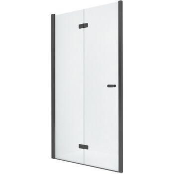 Душевая дверь New Trendy New Soleo Black 100 L D-0225A профиль Черный стекло прозрачное — фото 1, Складные душевые двери