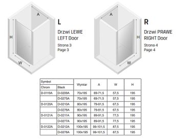 Душевая дверь New Trendy New Soleo Black 80 D-0210A профиль Черный стекло прозрачное — фото 7, Распашные душевые двери