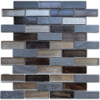 Мозаика Caramelle mosaic Naturelle 8 мм Alcantara Nero 26x29,8 см — фото 1, Мозаика
