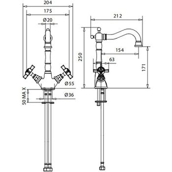 Смеситель для раковины Migliore Princeton 19370 Состаренный хром — фото 3, Смесители для раковины