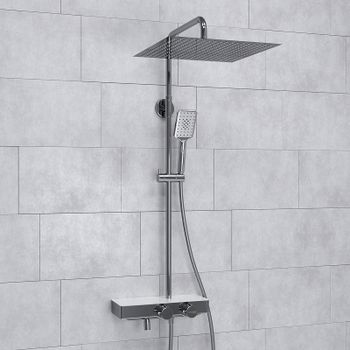 Душевая система WasserKRAFT A113.119.126.CH Thermo с термостатом Хром Белая — фото 6, Душевые стойки