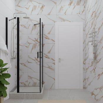 Душевой уголок Triton Тау-Блэк 90х90 Щ0000054036 профиль Черный стекло прозрачное — фото 3, Квадратные душевые уголки