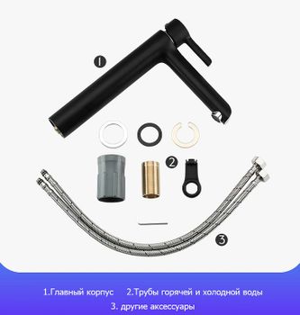 Смеситель для раковины Gappo G03-6 G1003-16 Черный матовый Хром — фото 5, Смесители для раковины