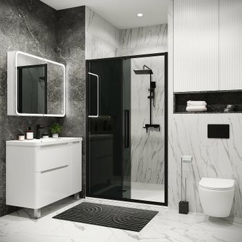 Душевая дверь Grossman Cosmo 130 100.K33.02.130.21.10 профиль Черный матовый стекло тонированное — фото 3, Раздвижные душевые двери