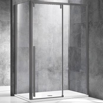 Душевой уголок Vincea Lugano 120x90 VSR-1L9012CLGM-1 профиль Вороненая сталь стекло прозрачное — фото 1, Прямоугольные душевые уголки