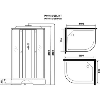 Душевая кабина Niagara Promo 110x80 L P110/80/26L/MT без гидромассажа — фото 12, Душевые кабины