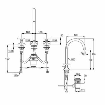 Смеситель для раковины Kludi Nova Fonte 201430539 Хром — фото 6, Смесители для раковины