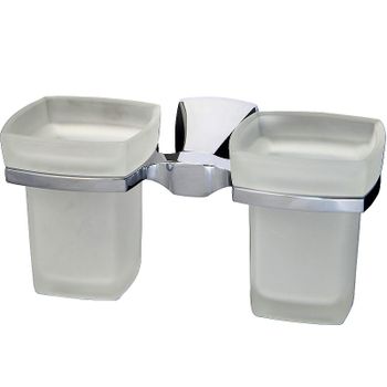 Стакан для зубных щеток WasserKRAFT Wern K-2528D двойной Хром — фото 1, Стаканы для зубных щеток