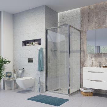 Душевой уголок Niagara Nova 90х90 NG-62-9A-A90 профиль Хром стекло прозрачное — фото 1, Квадратные душевые уголки