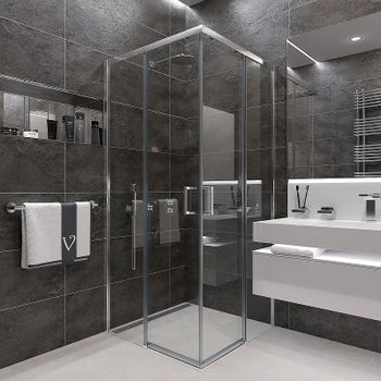 Душевой уголок Veconi Rovigo RV-47 90x90 RV47-90-01-C4 профиль Хром стекло прозрачное — фото 1, Квадратные душевые уголки