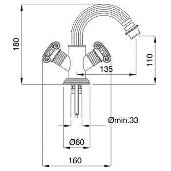 Смеситель для биде Cezares Olimp OLIMP-BS2-03/24-M Золото 24 карат — фото 2, Смесители для биде