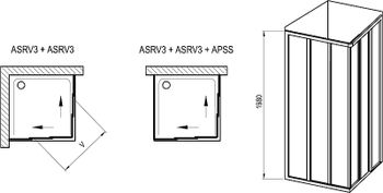 Душевая дверь Ravak Supernova ASRV3-90 198 15V703R2Z1 профиль Черный стекло Transparent — фото 6, Раздвижные душевые двери