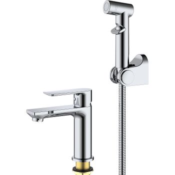 Смеситель для раковины Splenka S05.12 с гигиеническим душем Хром — фото 1, Смесители для раковины