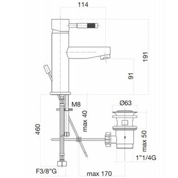 Смеситель для раковины Webert Rimini RI830102010 Золото — фото 4, Смесители для раковины