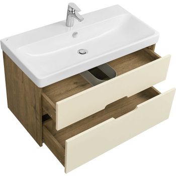 Тумба под раковину Aquaton Оливия 90 1A254401OLVG0 подвесная Бежевый Дуб велл — фото 2, Тумбы под раковину