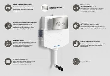 Смывной бачок WasserKRAFT Aller 10TLT.031.ME.BN01 для унитаза с клавишей смыва Никель — фото 5, Смывные бачки скрытого монтажа