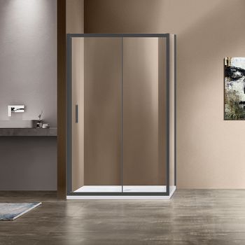Душевой уголок Vincea Garda 120x80 VSR-1G8012CLGM профиль Вороненая сталь стекло прозрачное — фото 1, Прямоугольные душевые уголки