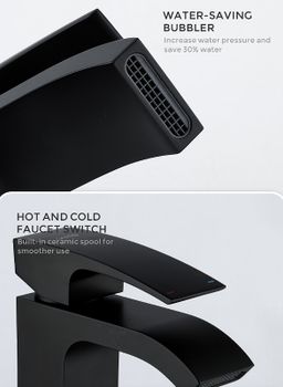 Смеситель для раковины Gappo G07-6 G1007-6 Черный матовый — фото 4, Смесители для раковины