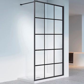 Душевая перегородка Veconi Korato KR-80 100 KR80-100-01-C7 профиль Черный матовый стекло прозрачное — фото 1, Душевые перегородки