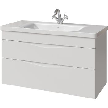 Тумба под раковину Caprigo Lento 100 36214-SF027 подвесная Белая матовая — фото 1, Тумбы под раковину