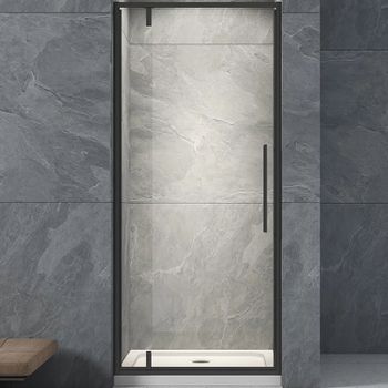 Душевая дверь Veconi Vianno VN-33B 90 VN33B-90-01-C7 профиль Черный матовый стекло прозрачное — фото 1, Распашные душевые двери