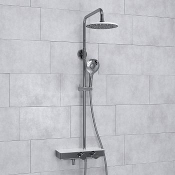 Душевая система WasserKRAFT A113.067.101.CH Thermo с термостатом Хром Белая — фото 8, Душевые стойки