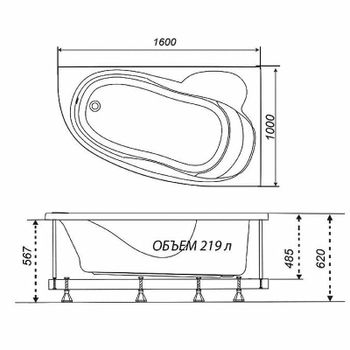 Акриловая ванна Triton Николь 160x100 L Щ0000048679 без гидромассажа — фото 3, Акриловые ванны