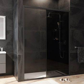 Душевая дверь AM.PM Gem 140 W90G-140-1-195BG профиль Черный матовый стекло тонированное-прозрачное — фото 2, Раздвижные душевые двери