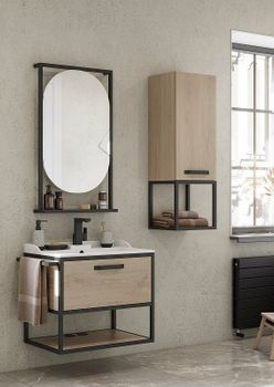 Тумба под раковину Aquaton Лофт Фабрик 65 1A242301LTDU0 подвесная Дуб эндгрейн — фото 9, Тумбы под раковину