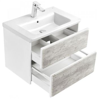 Тумба под раковину Roca Ronda 70 ZRU9303003 подвесная Бетон Белый матовый — фото 2, Тумбы под раковину