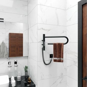 Электрический полотенцесушитель Vincea 39х25 VTD-1P1BE Черный матовый — фото 3, Электрические полотенцесушители