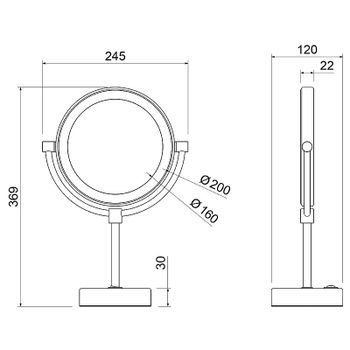 Косметическое зеркало Timo Saona 13276/03 с увеличением с подсветкой Черное — фото 2, Косметические зеркала