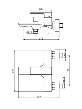 Смеситель для ванны Orange Lutz M04-100b Черный — фото 9, Смеситель для ванны
