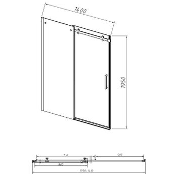 Душевая дверь Vincea Como-N 140 VDS-4CN140CLB профиль Черный стекло прозрачное — фото 6, Раздвижные душевые двери